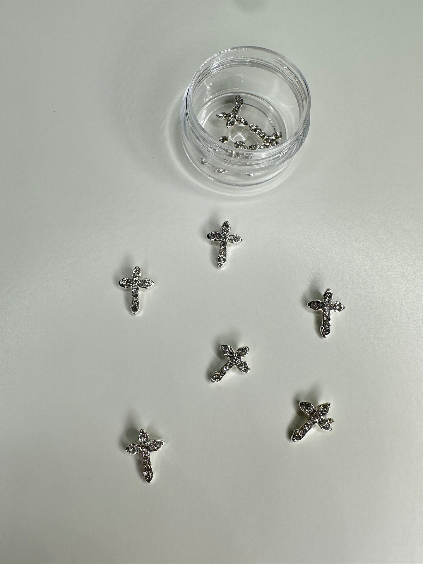 Diamond Silver Crosses Metal Charms (10pcs)